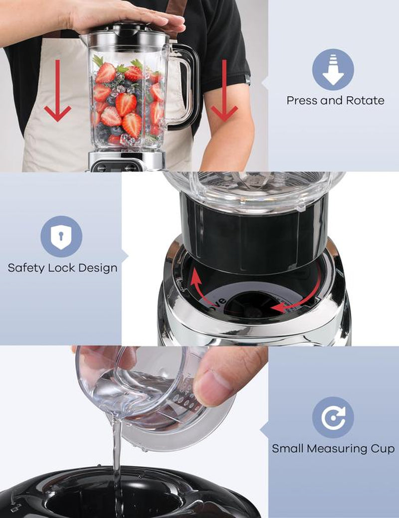 Black Friday Ganiza Professional Smoothie Blender 1800W Peak Power 8 Auto Programs 64Oz Large Capacity for Frozen Fruits Ice Shakes & Smoothies Nutritious Multifunctional Juicer Dishwasher Safe