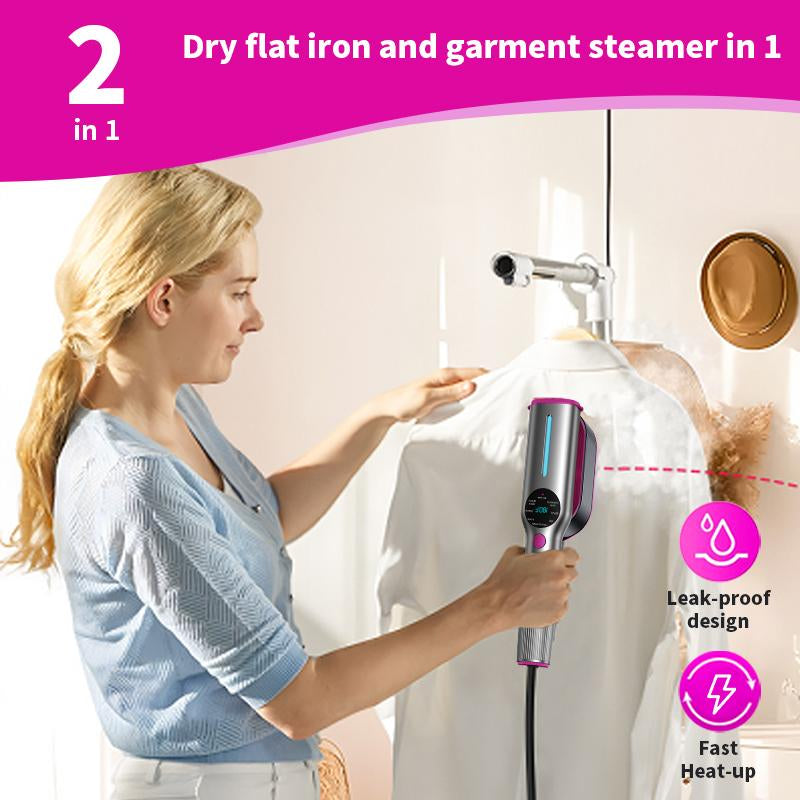 2Pcs Dr.Flash 2-In-1 Garment Steamer, Portable Travel Clothing Steamer Iron, 7 Mode with LCD Display, 5S Fast Heating, 90° Swivel Handle, New Year Gift