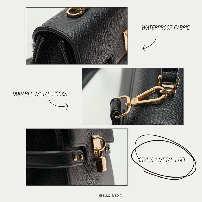 Evol Women’S Multi-Color Elegant Textured Zipper Shoulder Bag – Structured Vegan Leather Top Handle Purse with Gold Lock Closure, Adjustable Strap