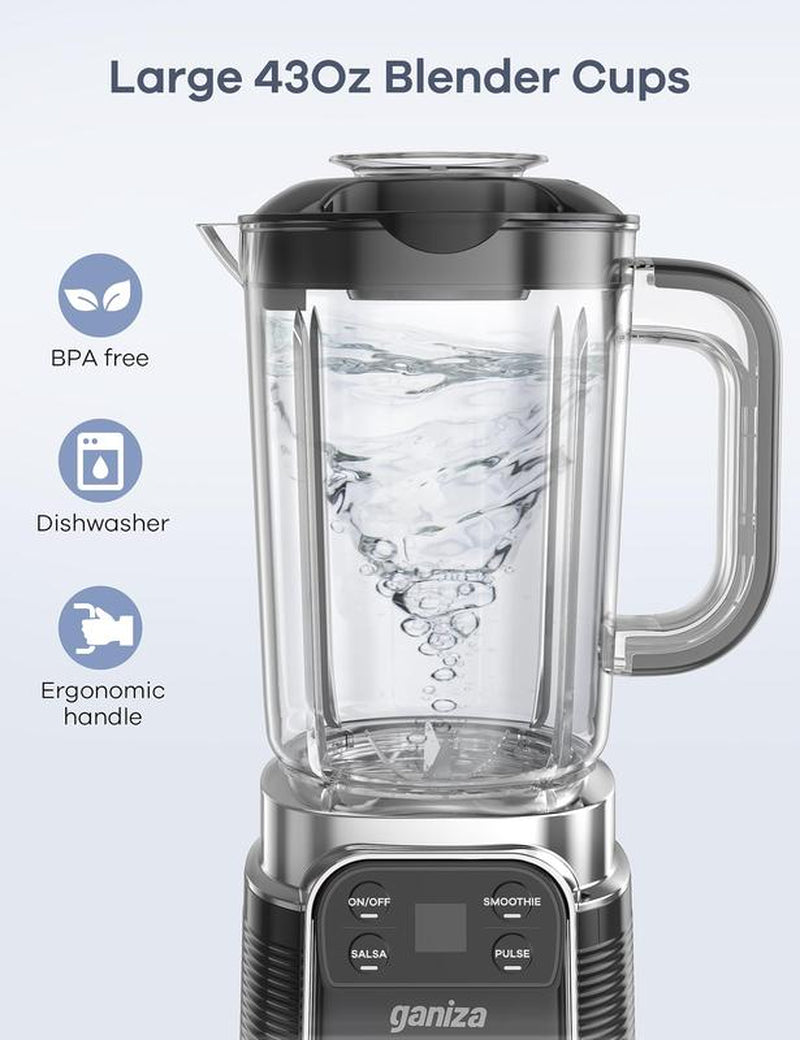 Black Friday Ganiza Professional Smoothie Blender 1800W Peak Power 8 Auto Programs 64Oz Large Capacity for Frozen Fruits Ice Shakes & Smoothies Nutritious Multifunctional Juicer Dishwasher Safe
