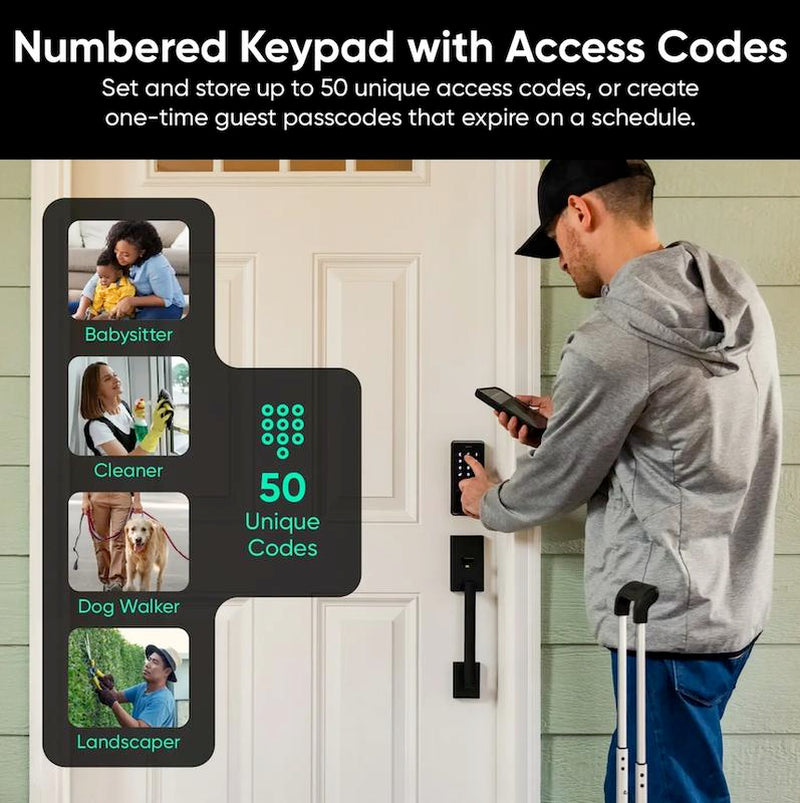 Wyze Lock Bolt V2 — Fingerprint Keyless Security Lock, Smart Wi-Fi + Bluetooth Deadbolt Replacement, IPX5 Weatherproof, Auto-Lock, Smartphone Control, Keypad