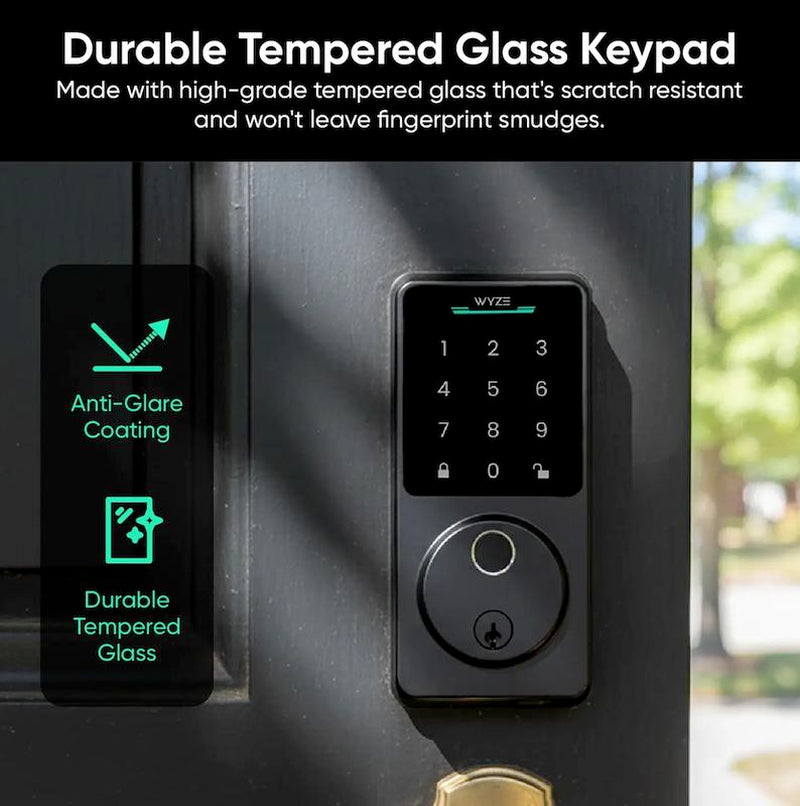 Wyze Lock Bolt V2 — Fingerprint Keyless Security Lock, Smart Wi-Fi + Bluetooth Deadbolt Replacement, IPX5 Weatherproof, Auto-Lock, Smartphone Control, Keypad