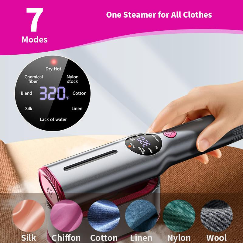 2Pcs Dr.Flash 2-In-1 Garment Steamer, Portable Travel Clothing Steamer Iron, 7 Mode with LCD Display, 5S Fast Heating, 90° Swivel Handle, New Year Gift