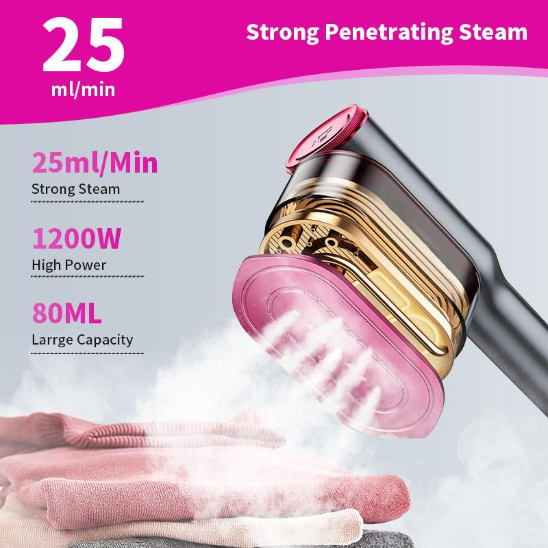 2Pcs Dr.Flash 2-In-1 Garment Steamer, Portable Travel Clothing Steamer Iron, 7 Mode with LCD Display, 5S Fast Heating, 90° Swivel Handle, New Year Gift
