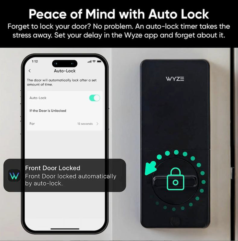 Wyze Lock Bolt V2 — Fingerprint Keyless Security Lock, Smart Wi-Fi + Bluetooth Deadbolt Replacement, IPX5 Weatherproof, Auto-Lock, Smartphone Control, Keypad