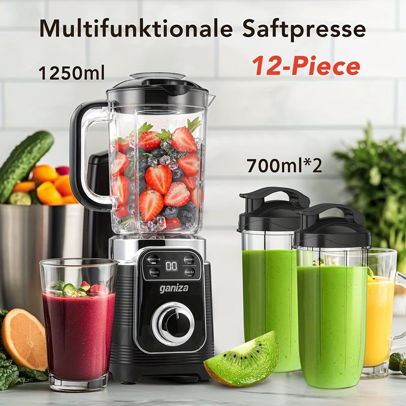 Black Friday Ganiza Professional Smoothie Blender 1800W Peak Power 8 Auto Programs 64Oz Large Capacity for Frozen Fruits Ice Shakes & Smoothies Nutritious Multifunctional Juicer Dishwasher Safe