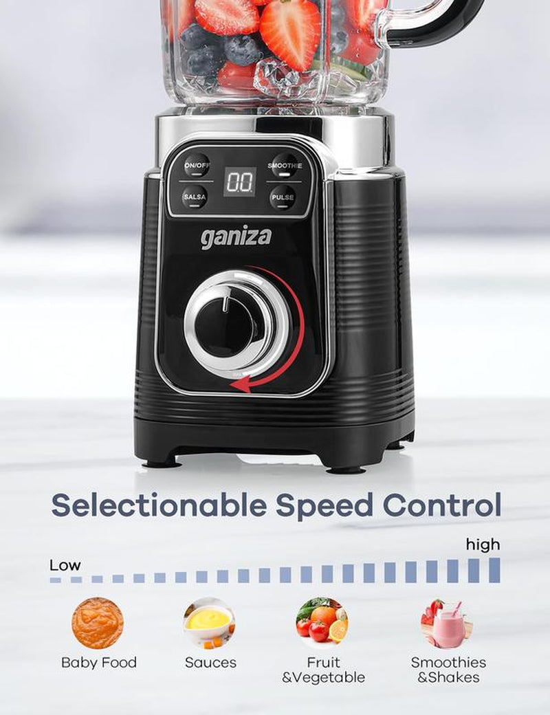 Black Friday Ganiza Professional Smoothie Blender 1800W Peak Power 8 Auto Programs 64Oz Large Capacity for Frozen Fruits Ice Shakes & Smoothies Nutritious Multifunctional Juicer Dishwasher Safe