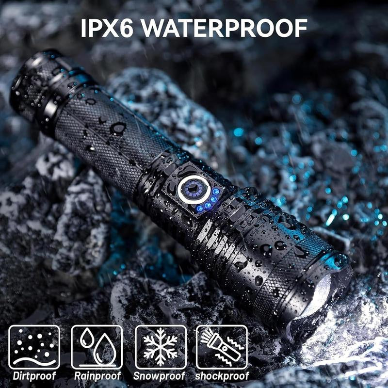 Rechargeable Flashlights 2 Pack, Super Bright High Lumens Flash Light, with 5 Modes, Waterproof Powerful Flash Light Multifunctional Flashlights for Home Camping Hiking(2 Pack)