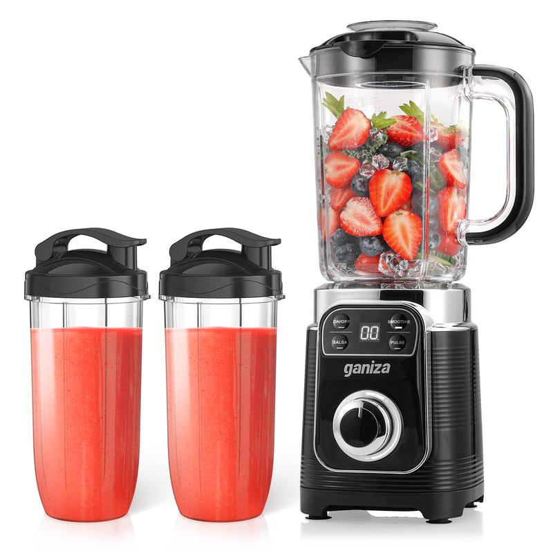 Black Friday Ganiza Professional Smoothie Blender 1800W Peak Power 8 Auto Programs 64Oz Large Capacity for Frozen Fruits Ice Shakes & Smoothies Nutritious Multifunctional Juicer Dishwasher Safe