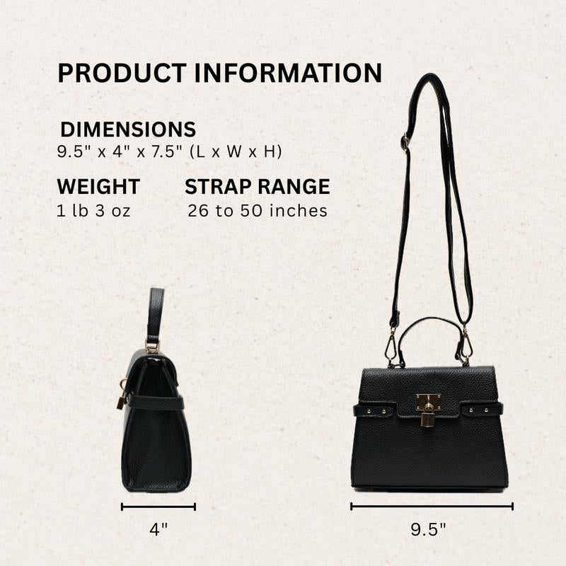 Evol Women’S Multi-Color Elegant Textured Zipper Shoulder Bag – Structured Vegan Leather Top Handle Purse with Gold Lock Closure, Adjustable Strap