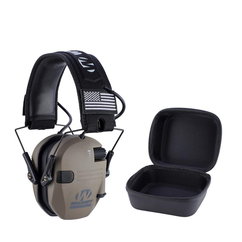 W1-Y+BOX Tactical Shooting Hearing Protection Earmuffs with Storage Box for Easy Carrying Intelligent Noise Cancelling and Pickup Headset for Shooting and Hunting Adjustable Headband and Headphones