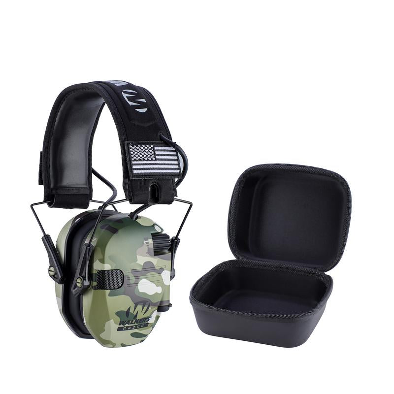 W1-Y+BOX Tactical Shooting Hearing Protection Earmuffs with Storage Box for Easy Carrying Intelligent Noise Cancelling and Pickup Headset for Shooting and Hunting Adjustable Headband and Headphones