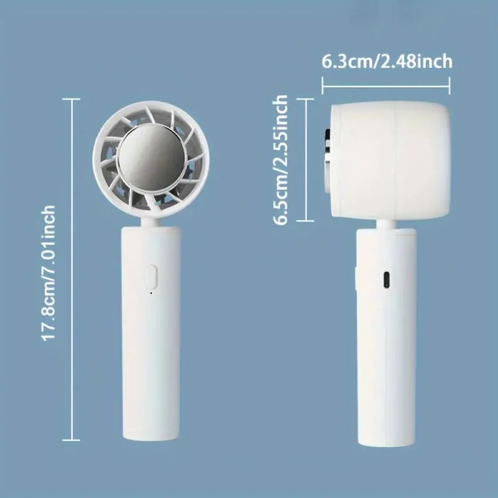 Portable Handheld Fan with Base, USB Rechargeable Mini Personal Fan 3000Mah 3 Speed Adjustable Desk Fan, Gifts for Women Men Travel, Camping, Outdoor, White