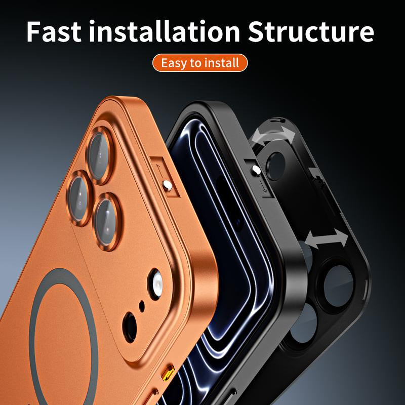 Applicable to Iphone 17 16 15 14 13 12 17 Promax Cases Anti-Fall Metal Frame Good Gift All-Inclusive Anti-Fall Phone Case Magnetic Ultra-Thin Iphone Case